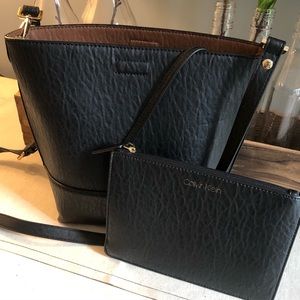 Calvin Klein Black Purse + Wallet Set